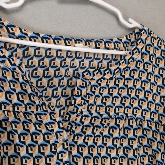 Cotton Bleu Geometric Tunic Top Women's Plus Sz 3X Ruffle Trim Long Puff Sleeve - Picture 9 of 10